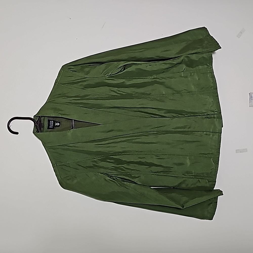 Eileen Fisher Olive Green Open-Front Jacket